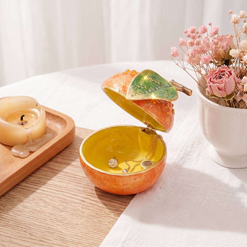 Zinc Alloy Orange Cherry Shaped Jewelry Box